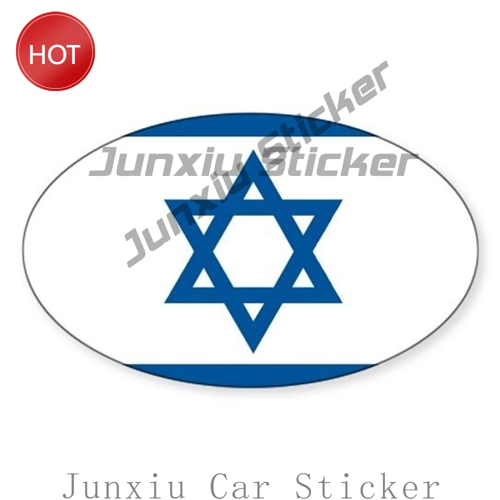 Israel Flag Oval PVC Sticker For Car Bumper Laptop And Travel Case Personal Accessories Decoration Decal