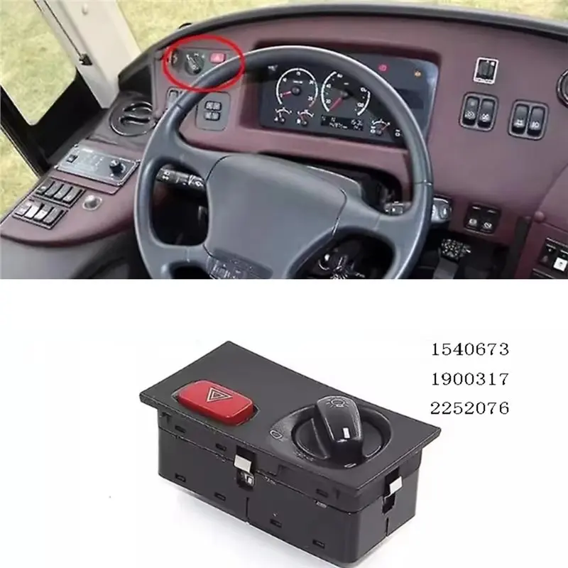 【Top Sale !!】9 Pin Headight Switch Emergency Warning Button For Scania Truck PGRT Series 1540673 1900317 2252076