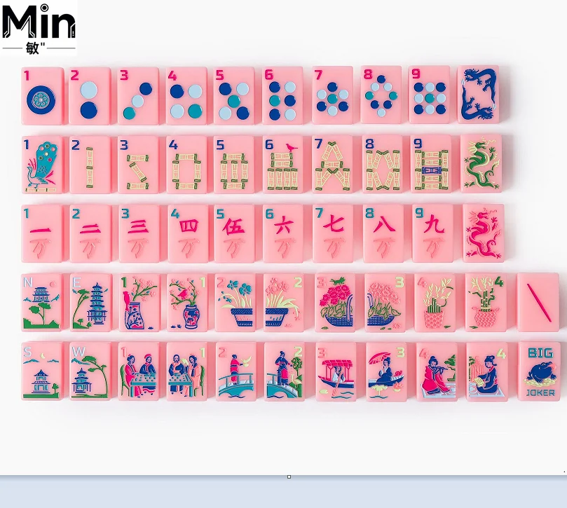 Pink Petal Single Layer Acrylic American Mahjong Set Luxury Modern for Home Family Social Gathering