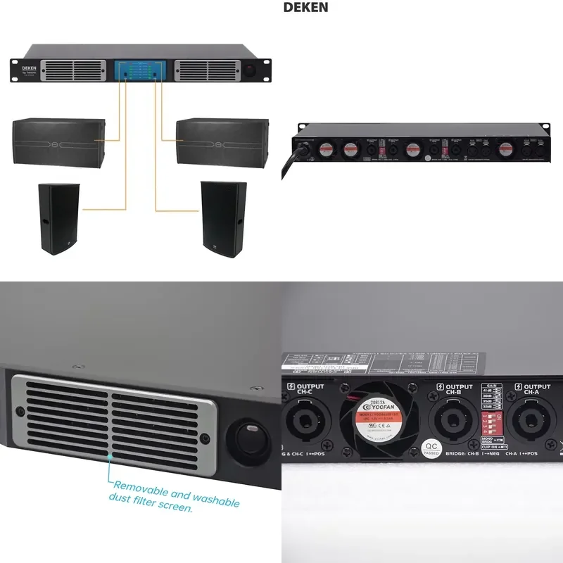 DEKEN DA-41300E Professional 2 Ohm 3000W*4 Channel Audio Class D Digital Power Amplifier For Stage Dj Sound Equipment