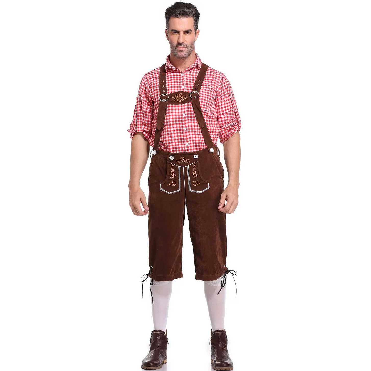 German Oktoberfest Carnival Costume Men's Traditional Bavarian Beer Men's Shirt Set Cosplay Halloween Holiday Party Costumes