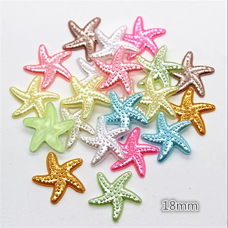 100pcs Starfish Beads(No Hole) ABS Resin Flatback Simulation Pearl Beads DIY Jewlelry/Phone/Laptop Decoration,18mm