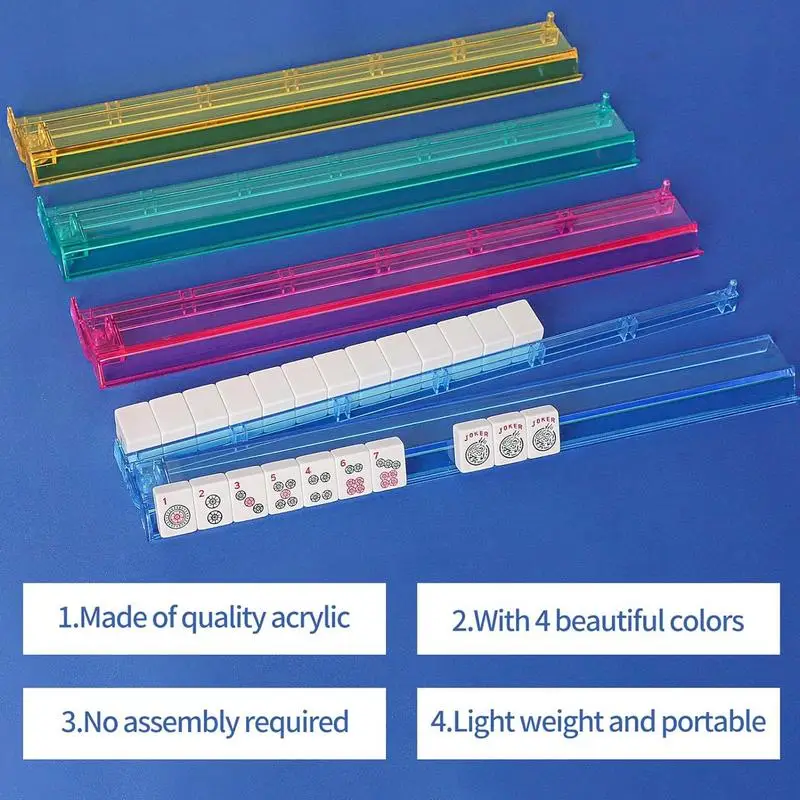 Mahjong Rekken Met Pushers Helder 2 In 1 Mahjong Pushers Rekken Set Van 4 Acryl Opbergorganisator Bordspel Accessoires Mah