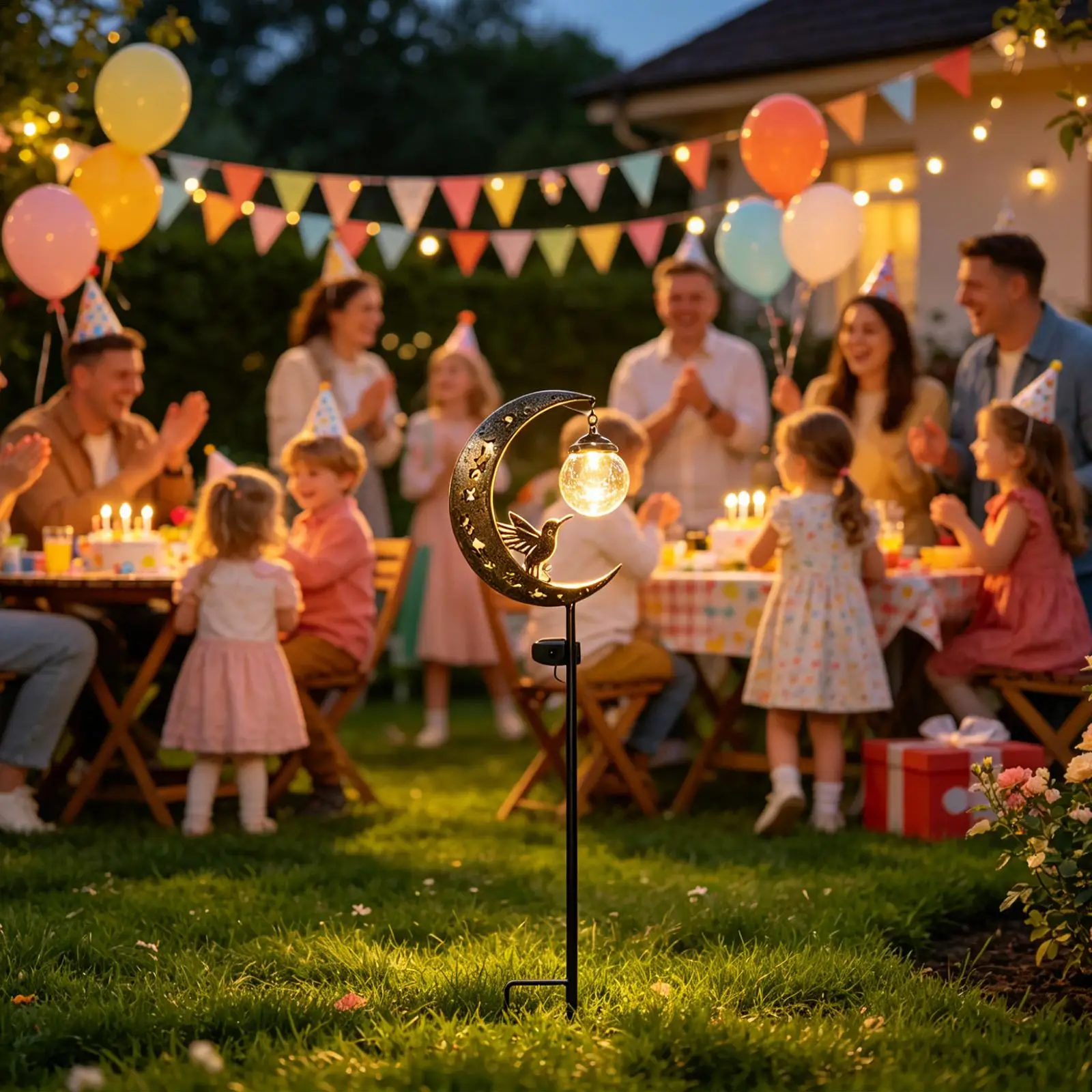 

Solar Garden Stake Lights Moon Hummingbird Statues Path Lamps Solar Lights Outdoor Figurines For Yard Patio Outside Lawn Porch
