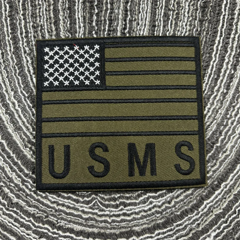 US Marshal Embroidery Patches Hook and Loop Stickers Eagle Morale Badge Military Tactical Backpack Patch Armband Chest Emblem