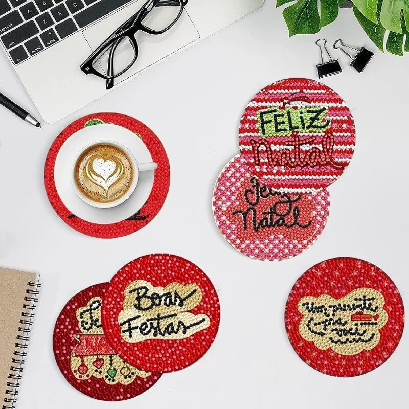 

Hot Selling Multi-Style DIY Rhinestone Studded Coaster Slip Resistant Coasters with Holder Souvenirs Gift Ornament