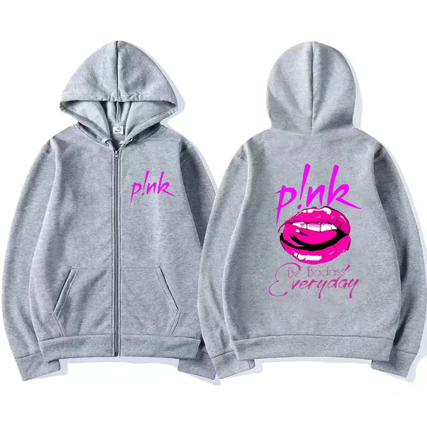 Hot sale P!Nk Pink Summer Carnival 2024 Tour print Zip-up Hoodie Men Women Fashion Y2k Sweatshirt Unisex Fleece Zipper Jacket