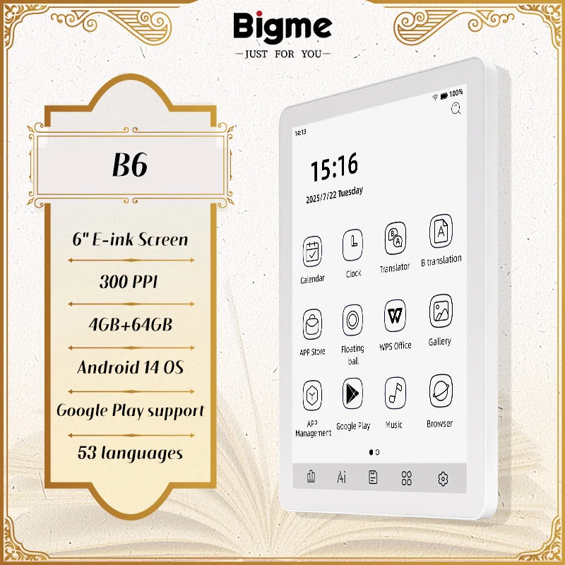 Bigme B6 Ereader, 6…