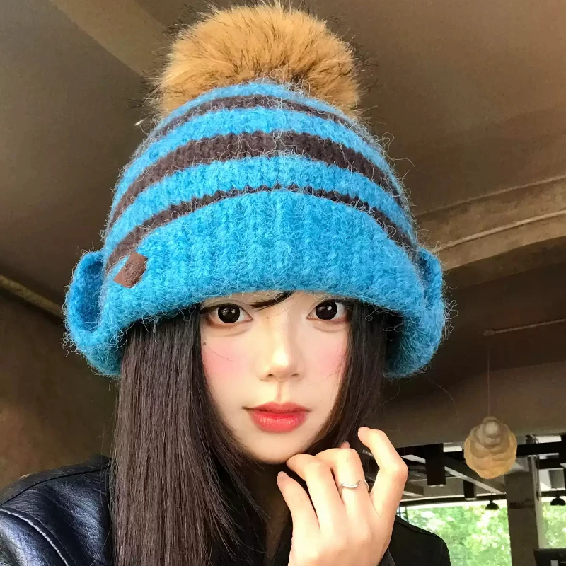 Beanie Cuffed Knit - Berretti invernali da donna con paraorecchie