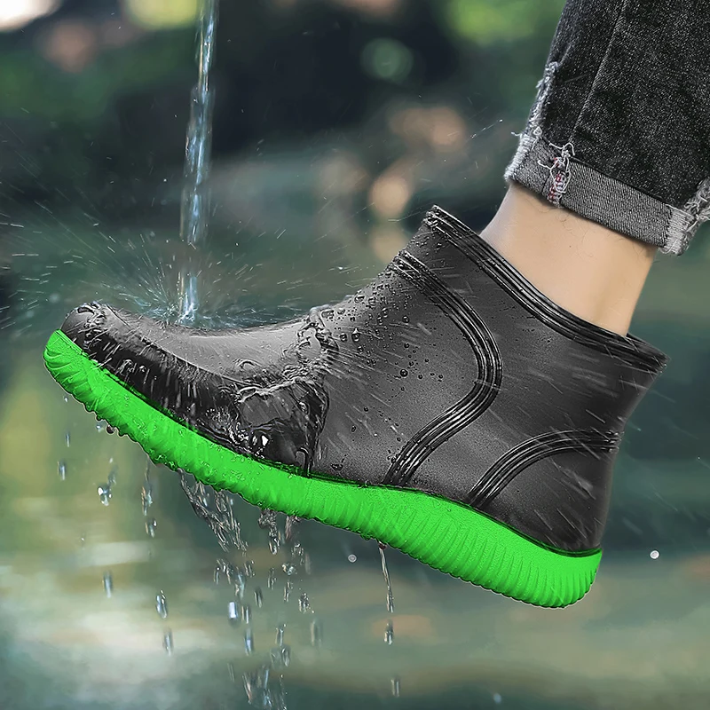 Men's casual rain boots Four seasons waterproof anti-slip soft-sole wading fishing water shoes Outdoor car wash chef rain shoes
