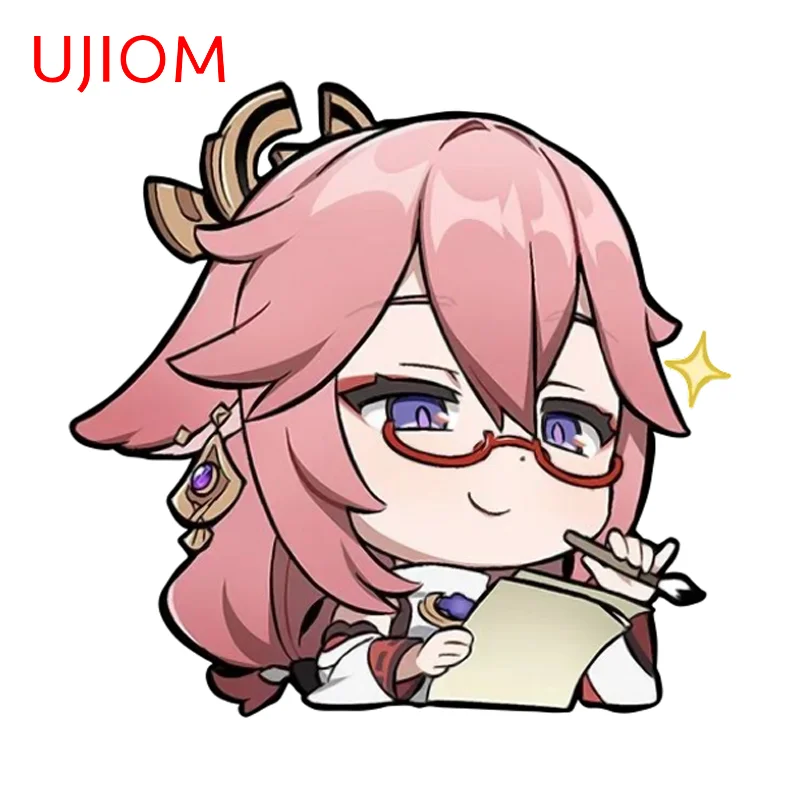 UJIOM Kawaii Yae Miko Genshin Impact Wall Sticker Trendy Interesting Refrigerator Decal Personality Computer Case Decoration