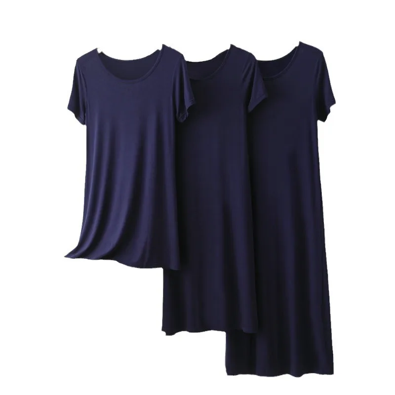 مشروط فستان بأكمام قصيرة المرأة تنورة داخلية فضفاضة يتم ارتداؤها خارج أسفل تنورة المنزل عادية تنورة طويلة فستان النوم فتاة رمادي منامة