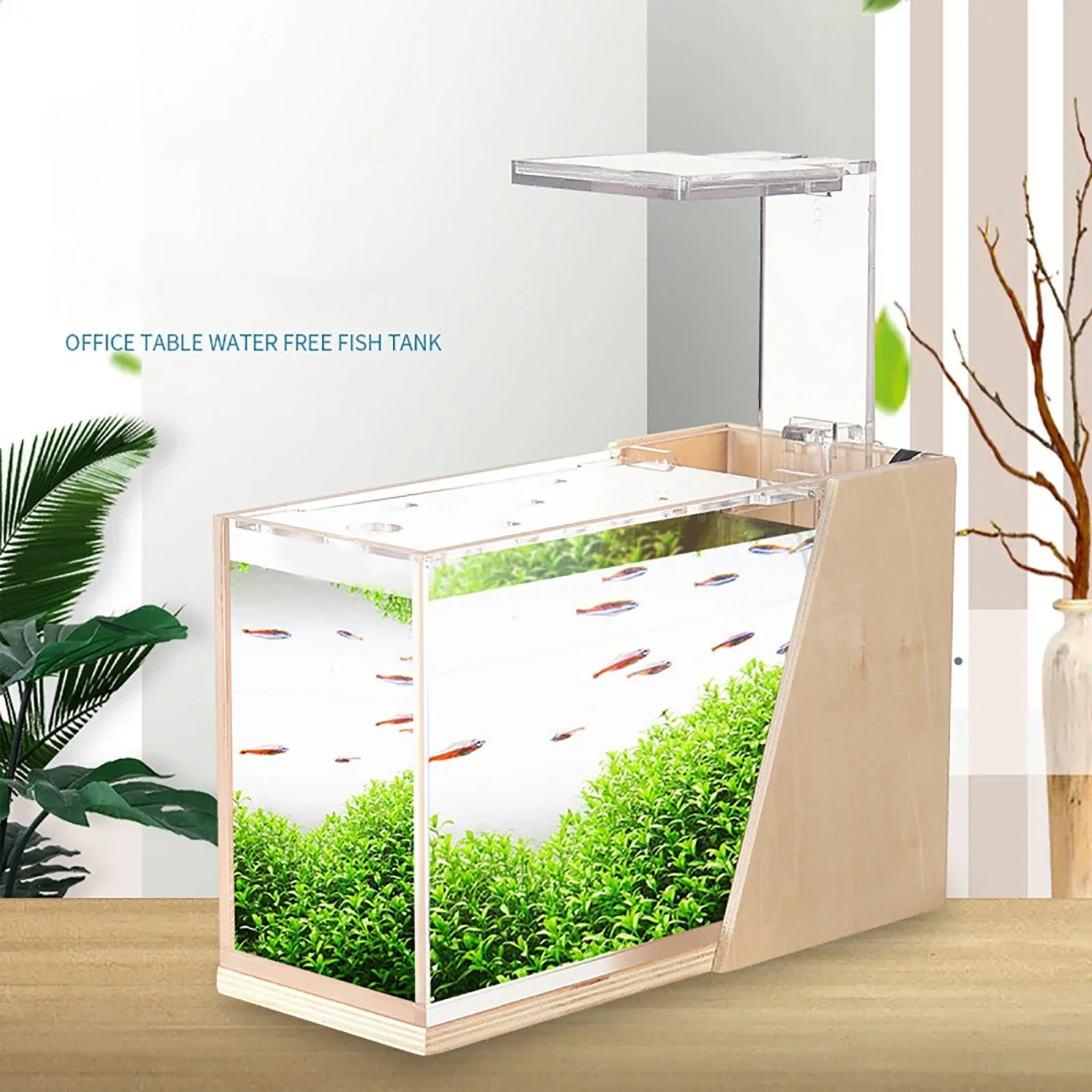 Desktop Fish Tank Mini Side Filtration No Water Change Landscaping Acrylic Ecological Small Creative Office Aquarium Fish Tank