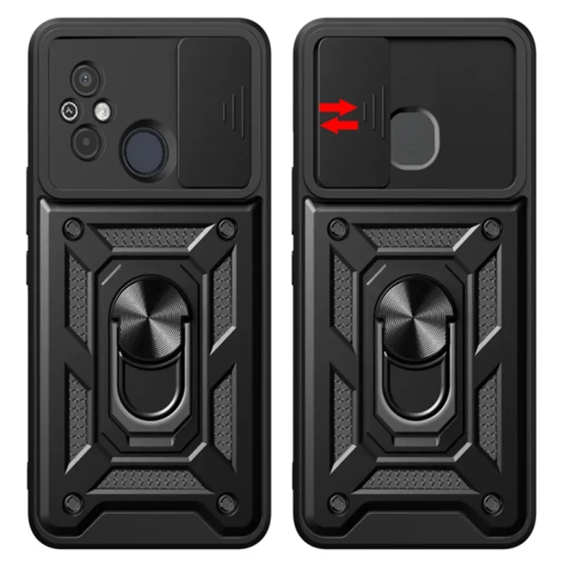 For Xiaomi Redmi 12C Case Shockproof Armor Ring Holder Phone Cases For Xiaomi Redmi 12C 12 C Redmi12C Slide Lens Protect Cover
