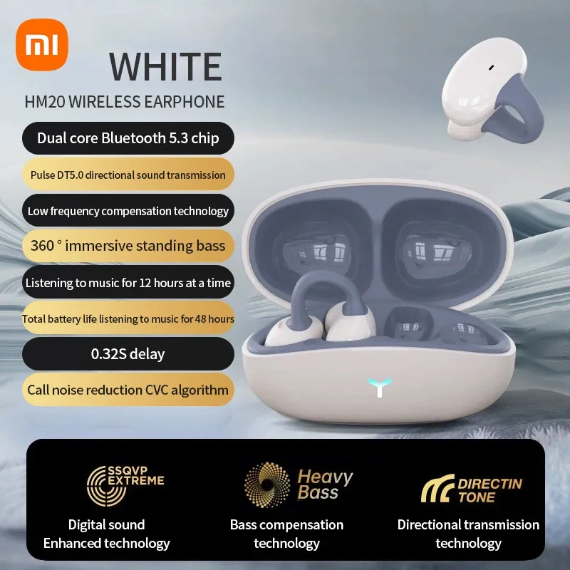 

XIAOMI wireless earbuds HM20 Ear Clip Headset ENC Bluetooth5.3 Headphone Noise Cancelling Earphone With Mic For Android iOS