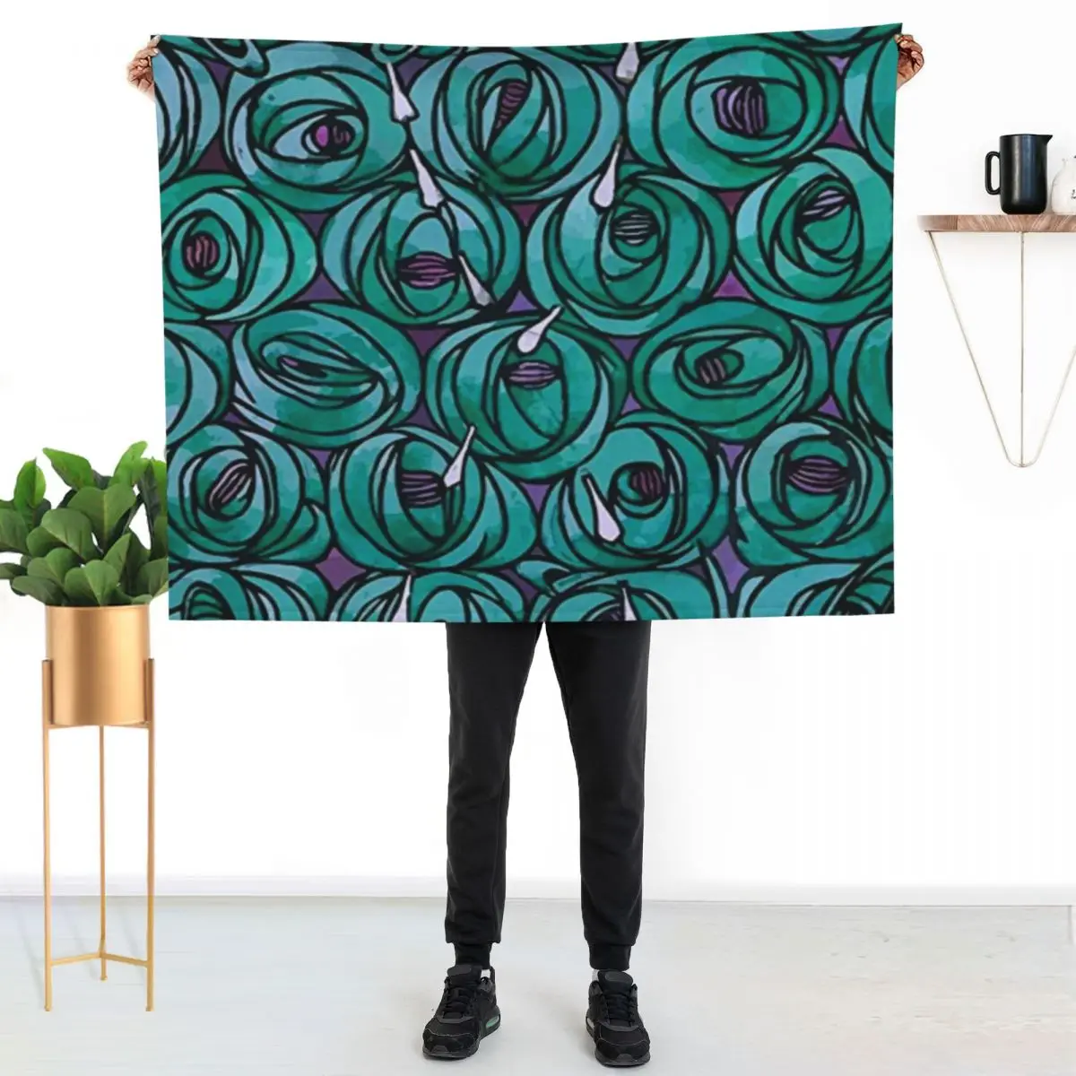 Charles Rennie Mackintosh - Rosesteardrops,green Throw Blanket sofa bed for babies Plush Soft Large Blankets