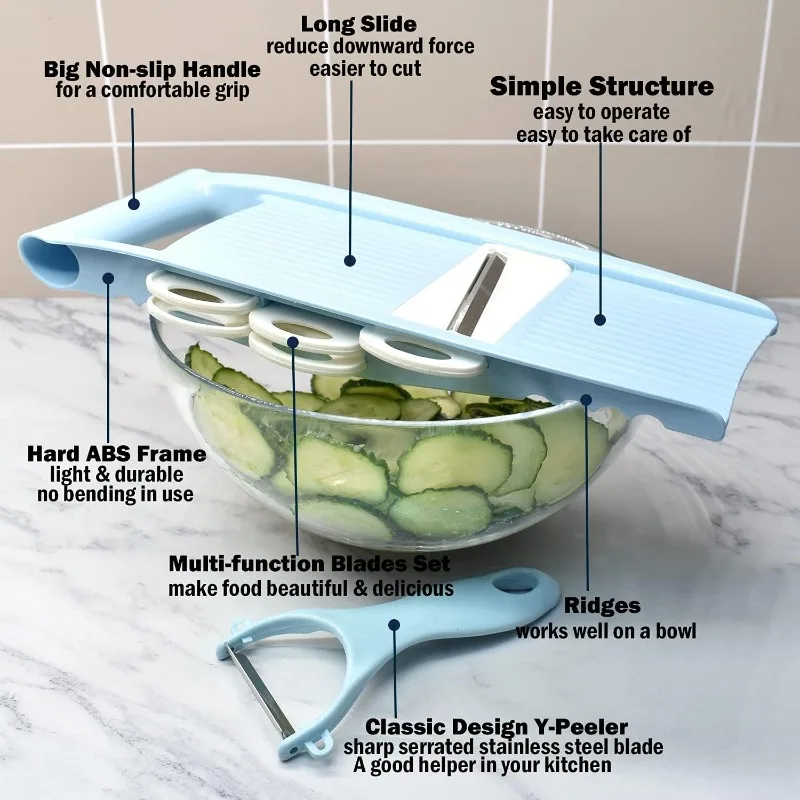 5 in1 Slicer Grater Cutter Chopper Dicer Multifunctional Manual Vegetable Fruit Food Potato Veggie Household Kitchen Gadgets