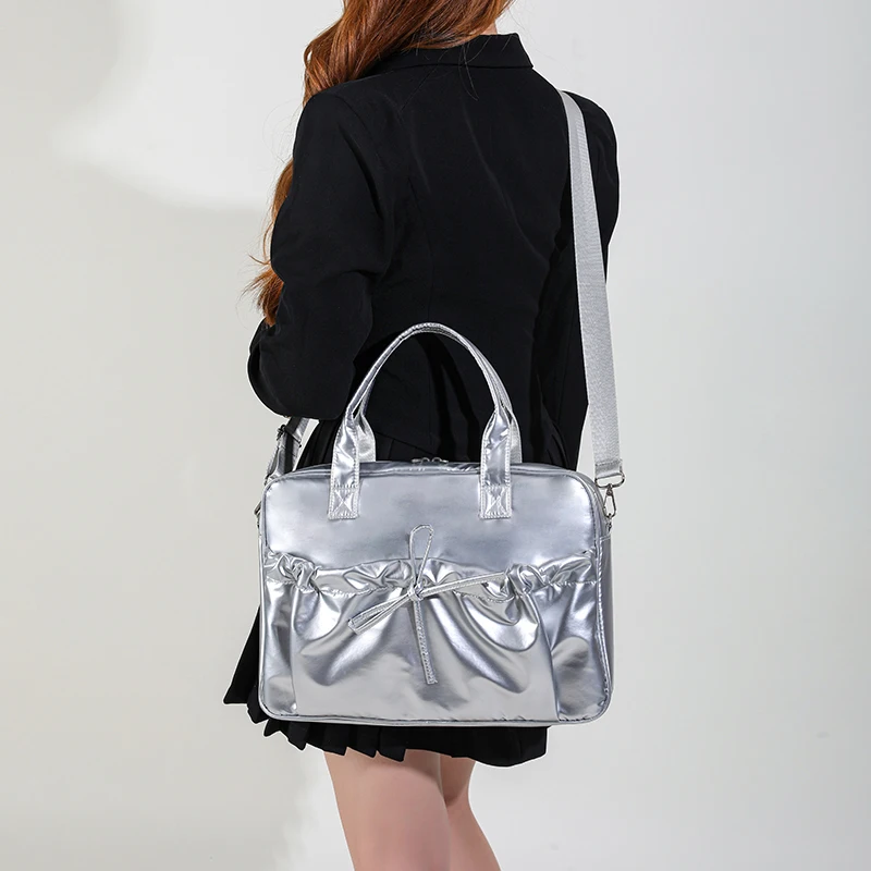 Серебряная сумка для ноутбука 13,3 13,6 14 15 15,6 16-дюймовая противоударная сумка для ноутбука Macbook HP Samsung Женская дорожная сумка