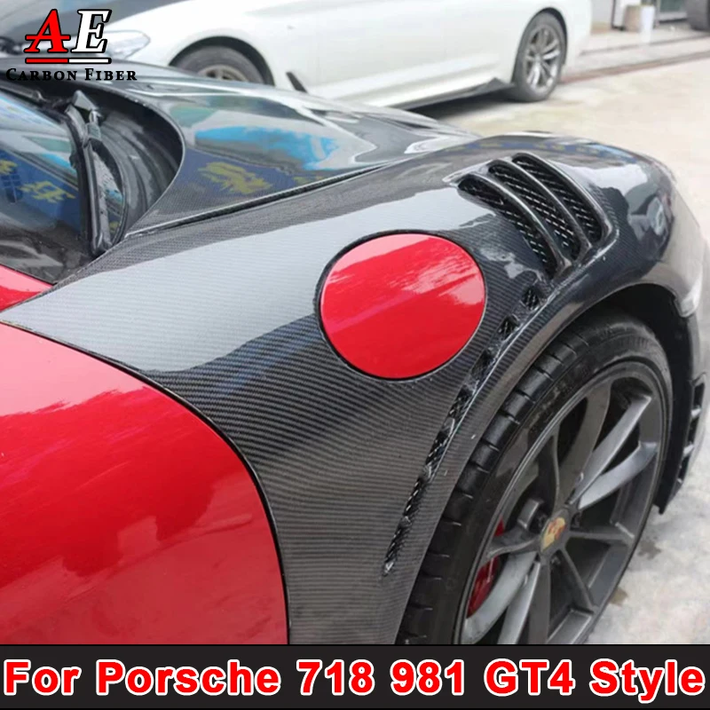 For Porsche 718 Cayman Boxster Carbon Fiber Side Fenders Air Vent  Splitter Trim 981 GT4 Style Body Kit Car Accessories