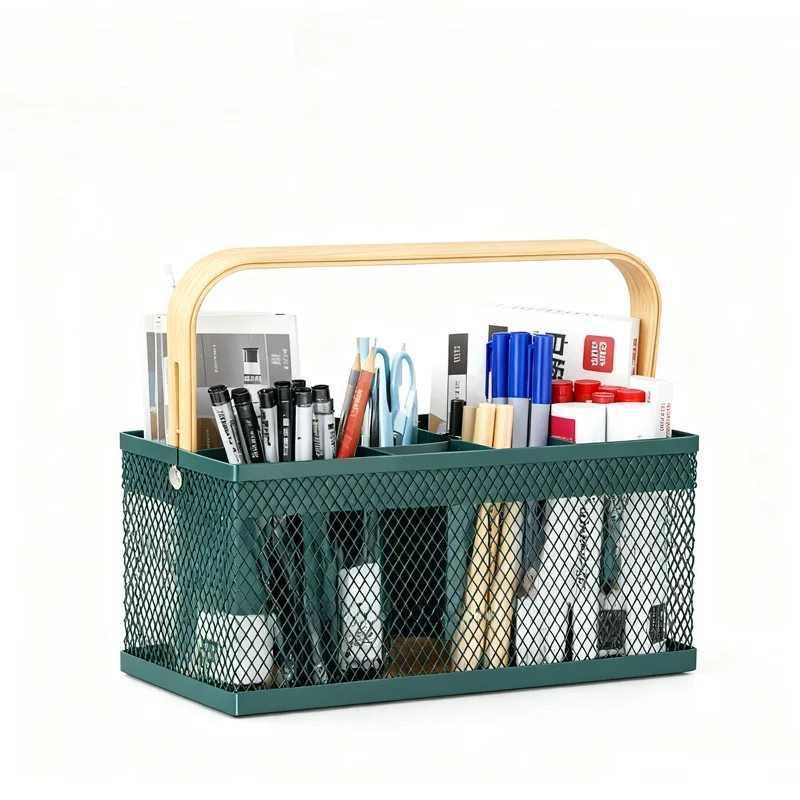 Multi-Functional Desktop Organizer Basket Office Supplies Miscellaneous Items Partitioned Storage Rack Plate Tray Holder