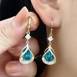 New Fashion Trend Elegant High-end Luxury Super Flash Crystal Tassel Earrings Inlaid Zircon Delicate Ladies Earrings for Women