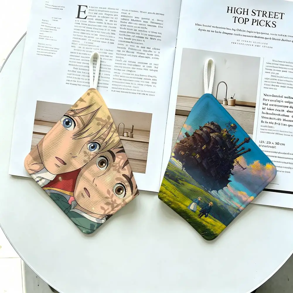 H-Howls-Moving-CastleS Polyester Cotton Hand Wiping Towel, Hanging Design, Durable for Household Restaurant Toilet Use