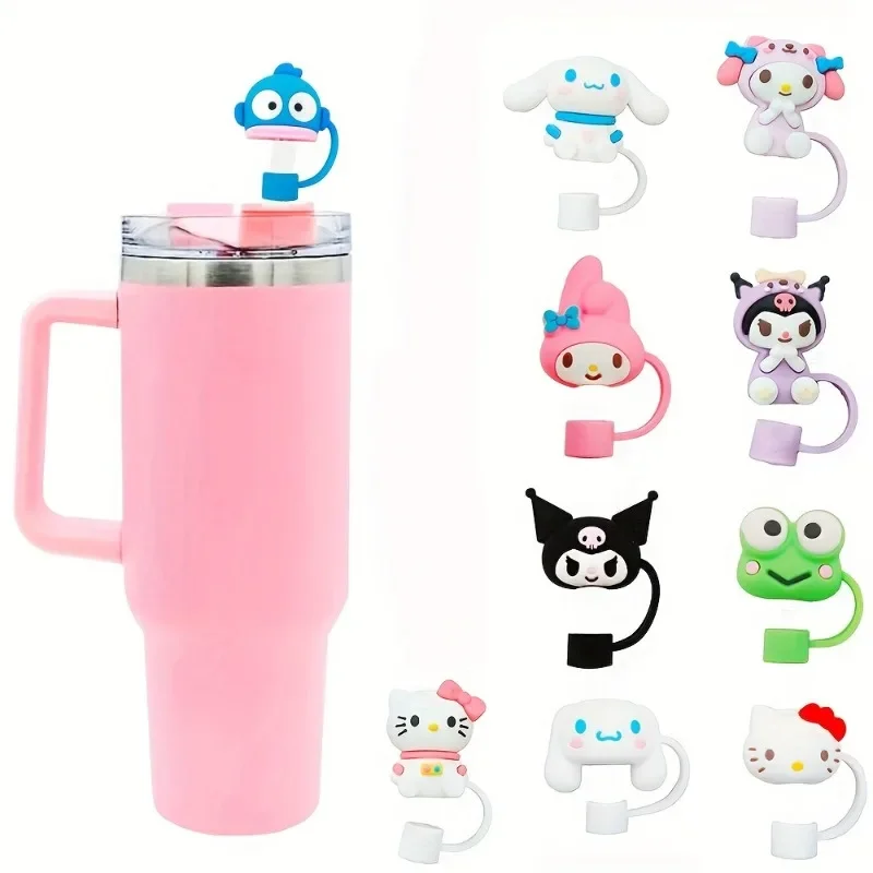 

10pcs Funny Sanrio Kuromi Hello Kitty Cute Straw Cover Cap - Reusable 10mm Straw Protectors for Drinking Cup Straw Cap Gift