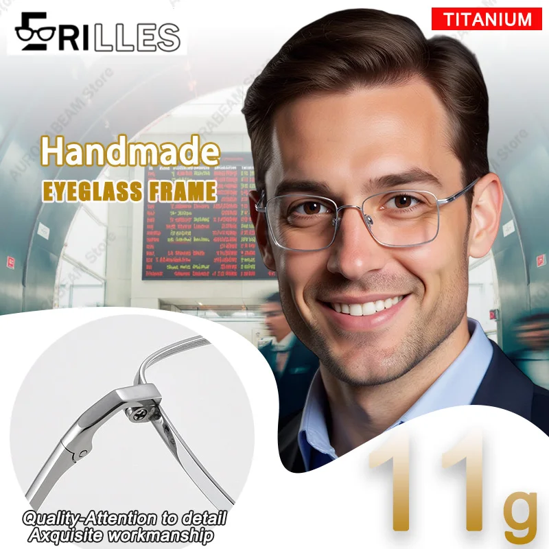 

Ultra-Light 11g Titanium Square Glasses, Full Frame Retro Literary Style, Silver-Wire Construction for Poetic Boardrooms
