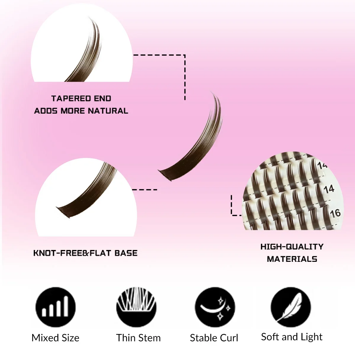 HBZGTLAD 240 Stück Spikes Wimpernbüschel Lang 10-20mm Wimpernspikes Einzelwimpern DIY Spiky Lash – Detail 10