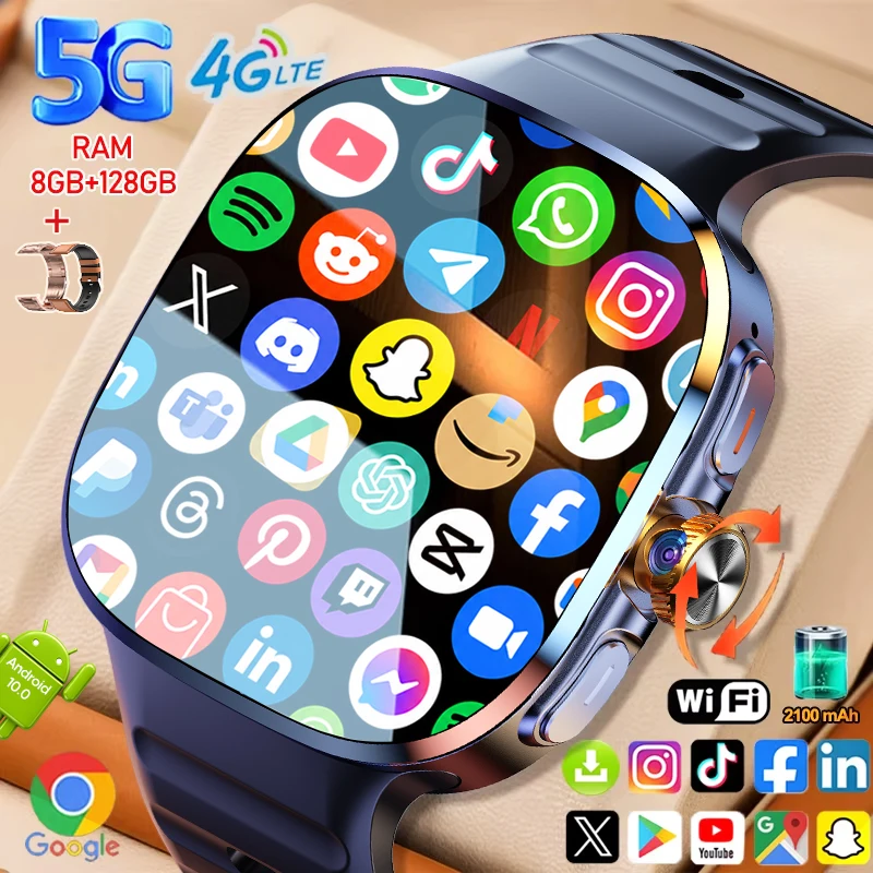 Smartwatch Store - ساعة ذكية 5G/4G بذاكرة 8GB+128GB، شاشة