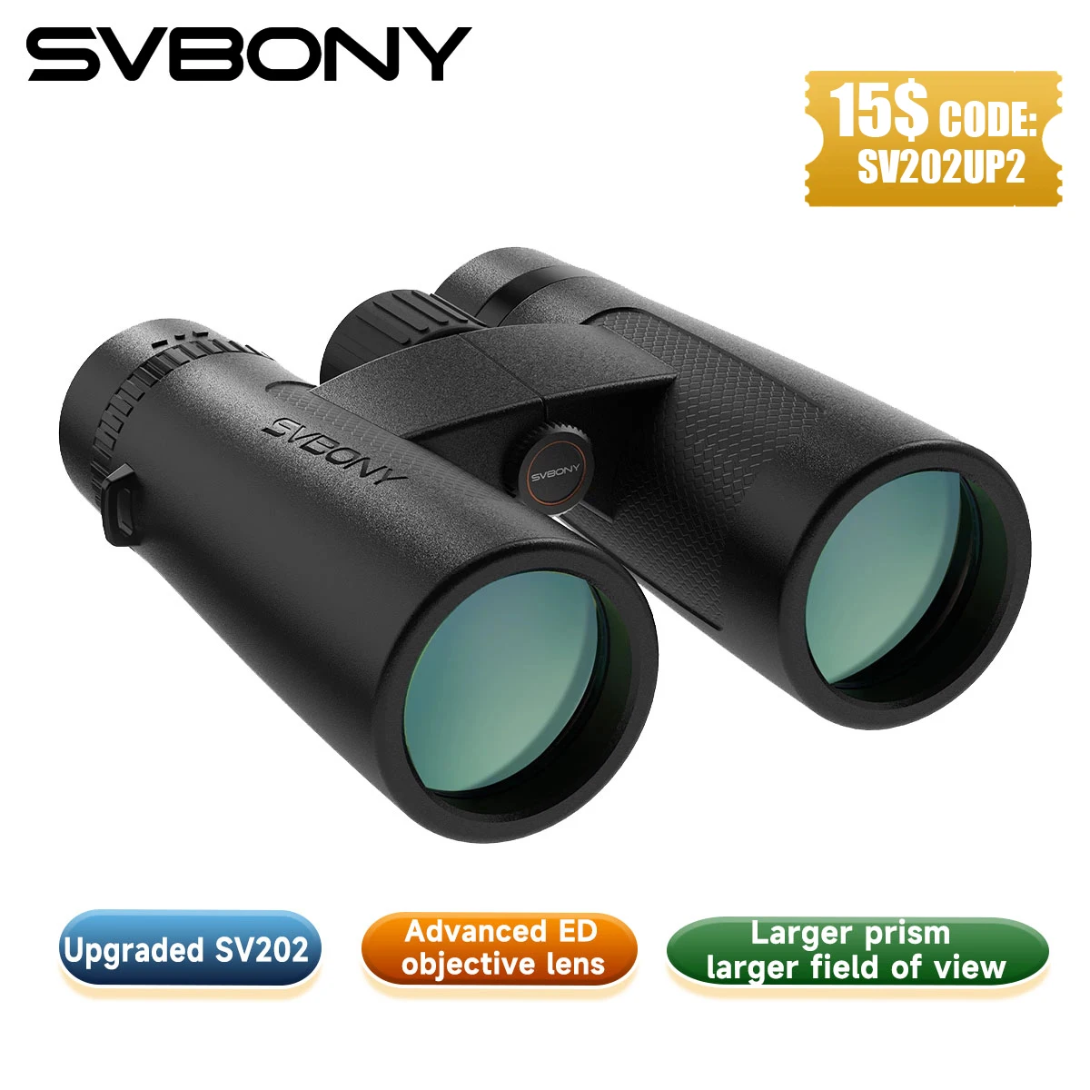Svbony SV202 jumelles ED grand angle améliorées 8x32/8x42/10x42 prisme Bak4 IPX7 étanche antibuée pour l'observation des oiseaux Camping