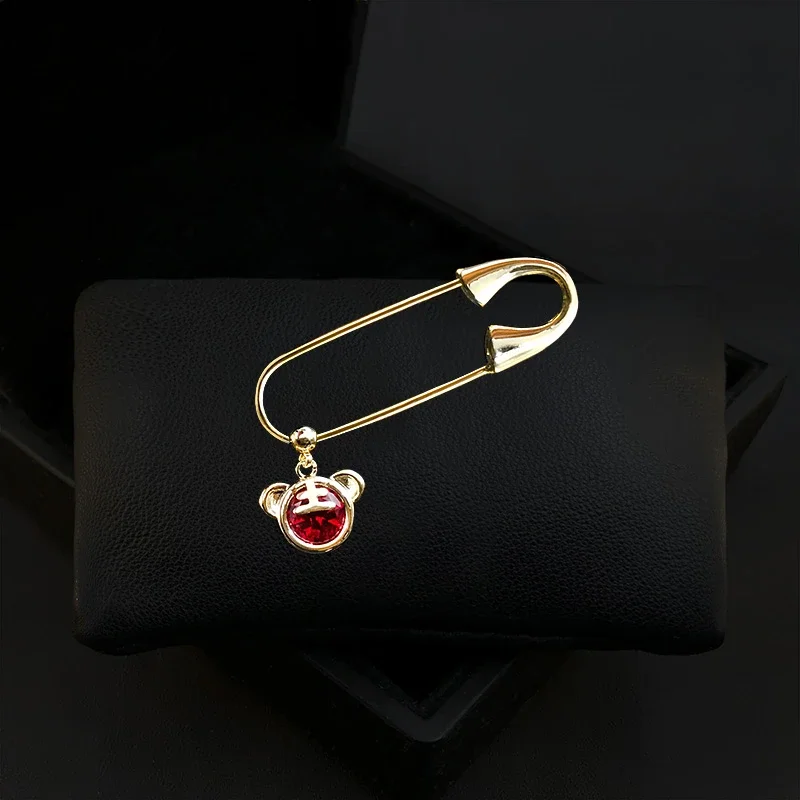 

Luxury Tiger Safety Pin,Red Crystal Gold Zodiac Brooch-Women's Suit Coat Elegant Accessory, Birth Year Gift Jewelry Model 3969