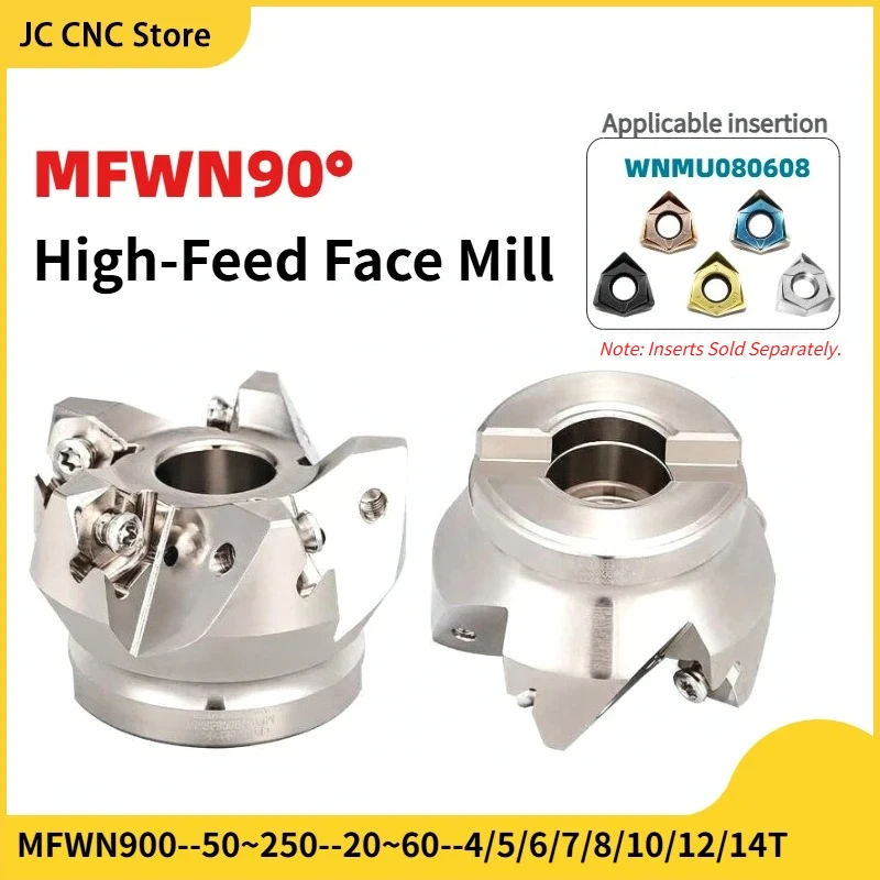 Двусторонняя шестигранная тяжелая режущая головка MFWN MFWN900 с вставками WNMU WNMU0806, совместимая с державками инструментов BT NT HSK FMB.
