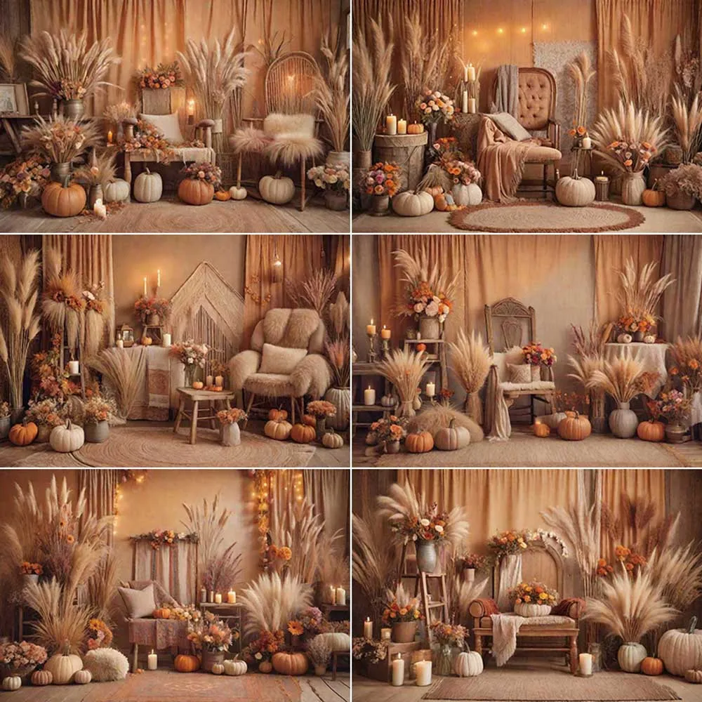 

MOON.QG Farm Party Background Photography Flower Autumn Thathch Photozone Backdrop Child Studio Photocall Accessories