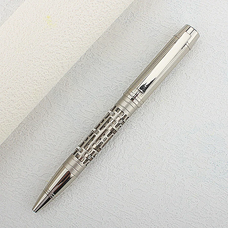 Luxury Metal Ballpoint Pen Electroplating Hollow Out Ink Pens Smoothly Writing 0.7 Nib for School Office Business