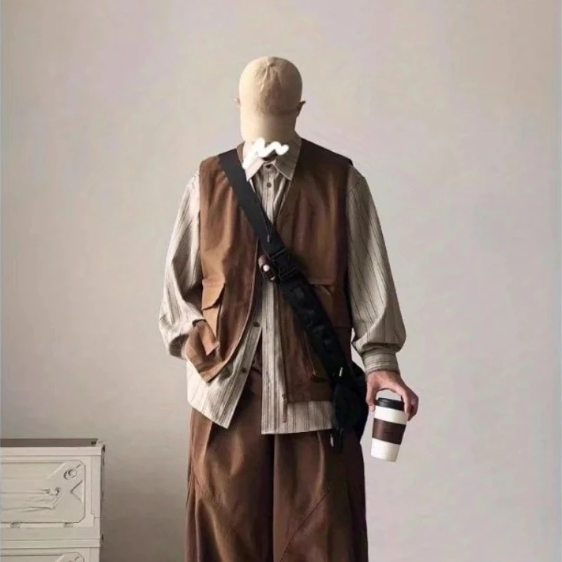 

Vintage Japanese Army Vest Pants Combo Breathable Cotton Layering Suit For Outdoor Activities​