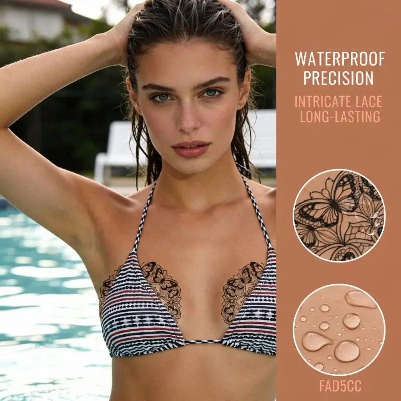 10 Sheets Sexy Chest Tattoo Stickers For Adult , Mandala & Butterfly Tattoo, Body Art Stickers, Waterproof And Easy To Remove