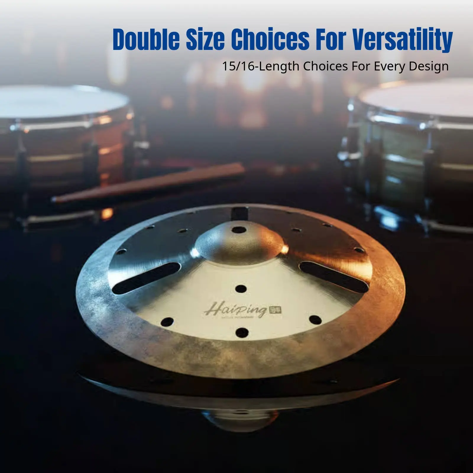 Hi-Hat Cymbal, Effect Cymbal, Drum Kit, Jazz Drum, B20 Alloy Handmade, Hole Pattern, Double Process, Vintage Style view 3