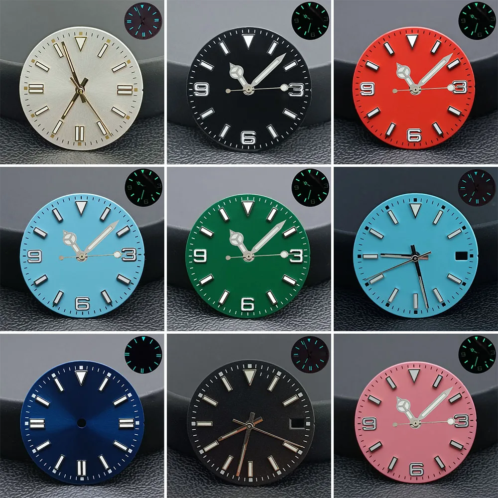 28.5MM single/no calendar blue-green illuminated dial with hands suitable for N H35/2815/2836/2824 movement watch accessories