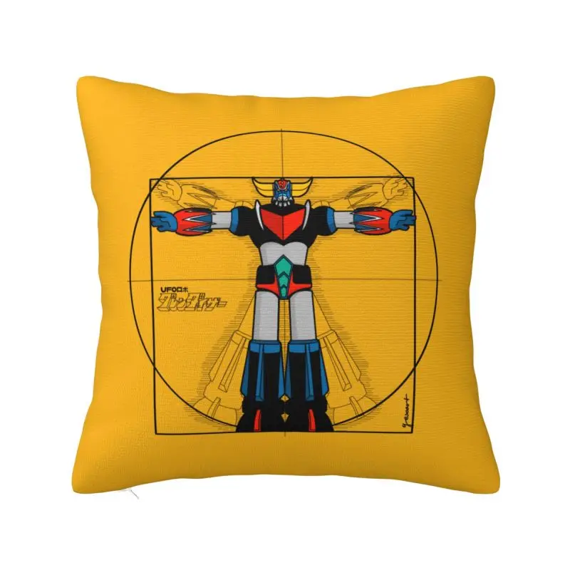 UFO Robot Grendizer Vitruvian Man Luxury Throw Pillow Covers Bedroom Decoration Japanese Goldrake Anime Cushions for Sofa