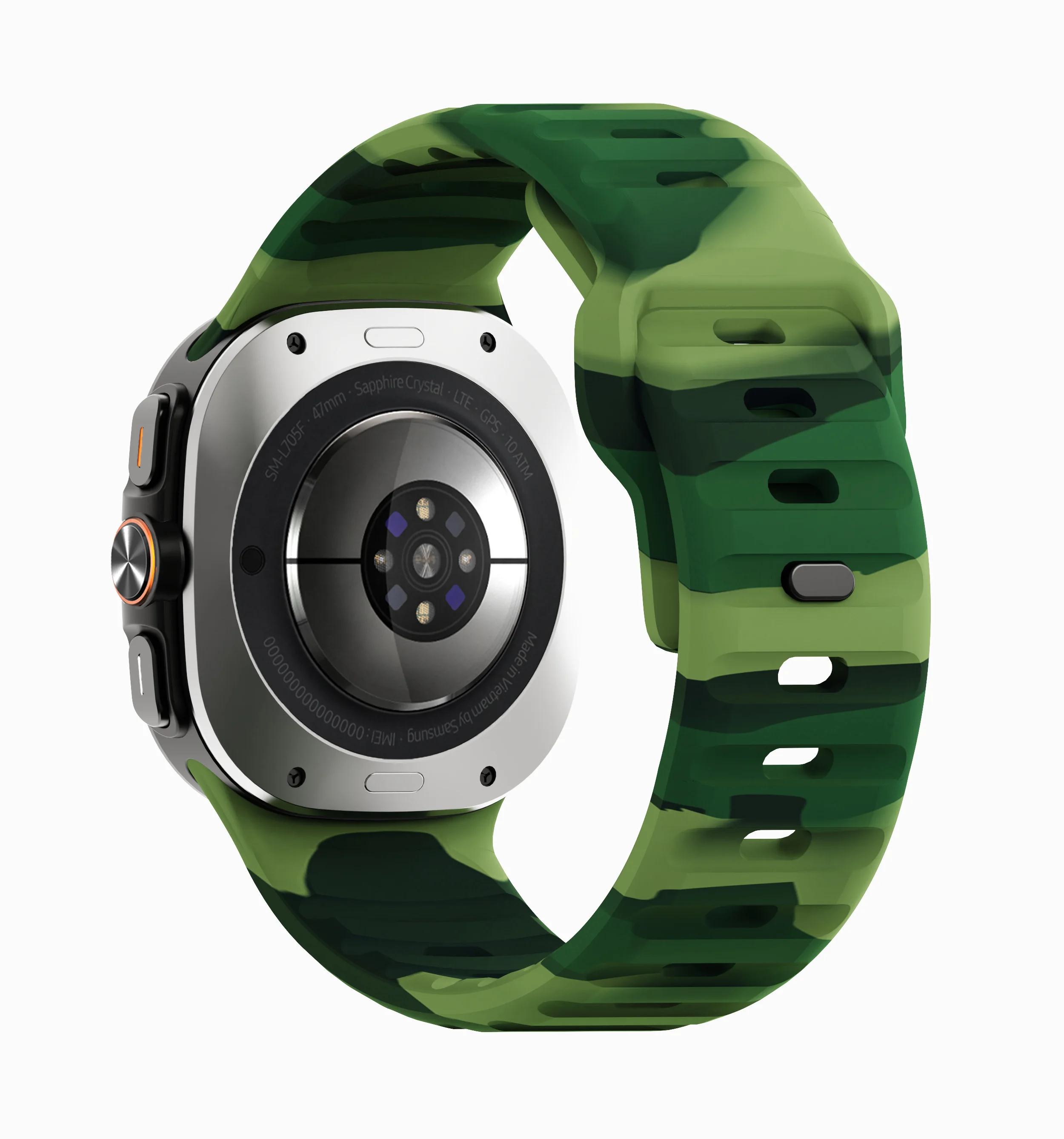 Camouflage military green silicone strap buckle strap watch band for Samsung Galaxy Watch 7 Ultra 47mm