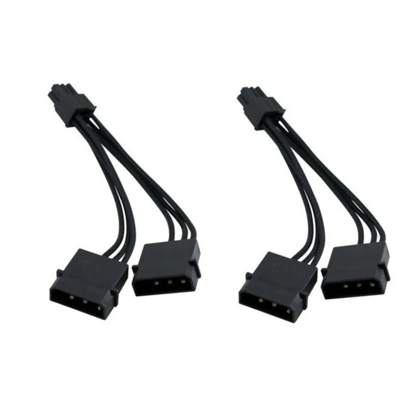 Dual Molex 4-Pin To 6 Pin PCI-E Power Adapter Cables For Video Card