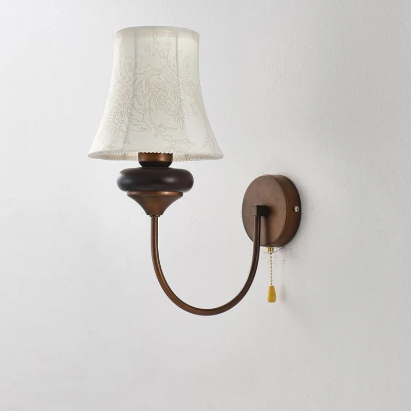 Nordic Bedroom Bedside Wall Light Antique Corridor Living Room Stair Study Reading Lamp With Switch Background Wall Lamp