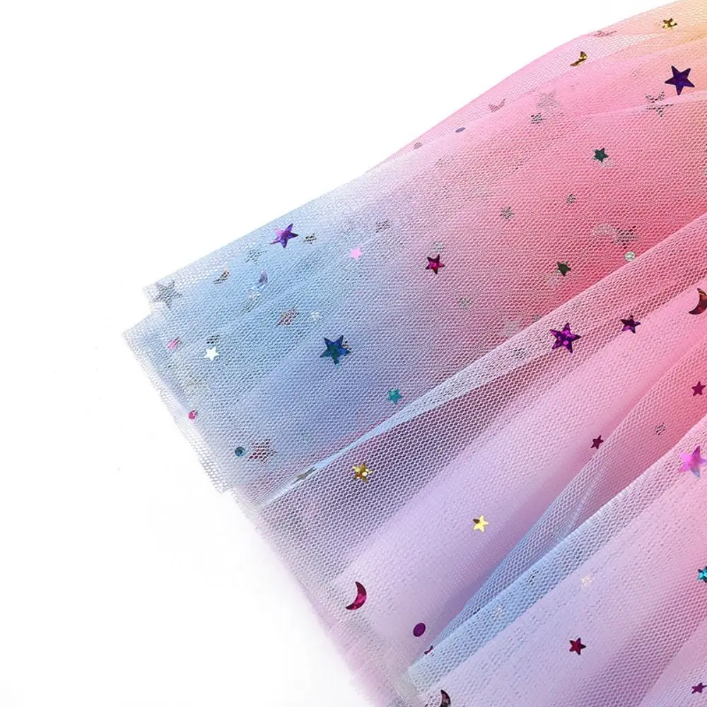 New Elastic Waist Princess Tutu Skirt Breathable Rainbow Bouffant Skirt Short Yarn Twirl-Friendly Multi-layer Skirt For Girls