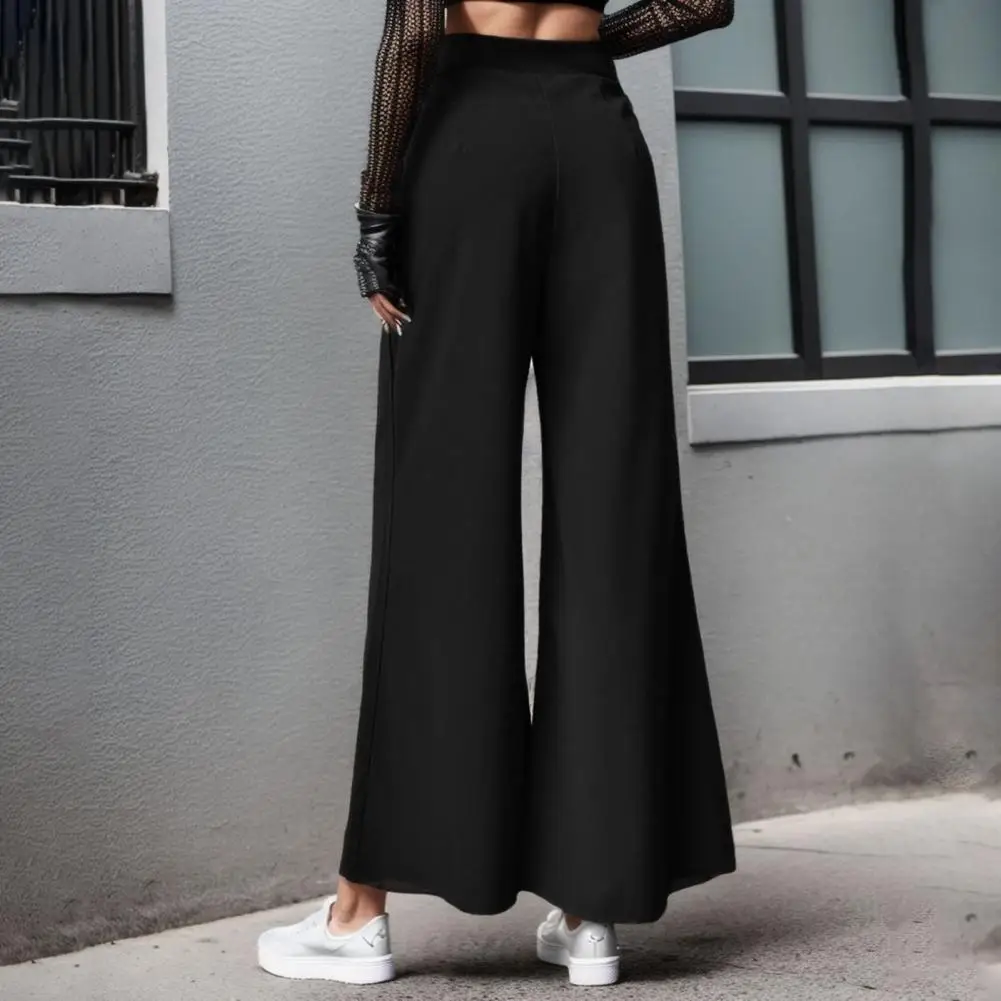 Loose Fit Lace-up Trousers Stylish Lace-up Women's Casual Pants High Waist Wide Leg Trousers for Commuting Daily Wear Versatile