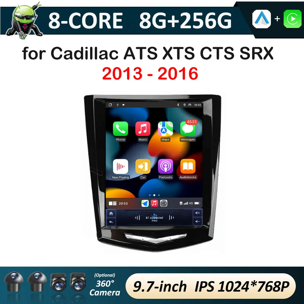 Cooling fan Android Auto for Cadillac ATS XTS CTS SRX 2013 2014 2015 - 2016 Car Video Radio Multimedia Player IPS Touch Screen