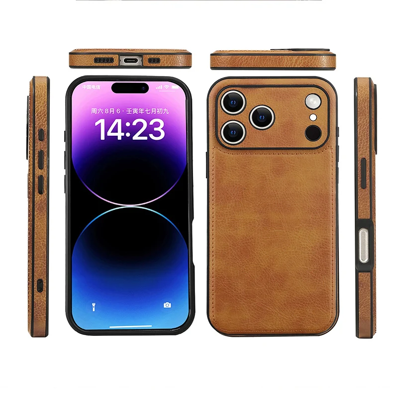 Ultra Thin Leather Case for iPhone 17 Pro Max 16 16e 15 14 13 12 11 XR 17Pro Lens Protection iPhone17 Phone Cover Coque - náhled 3