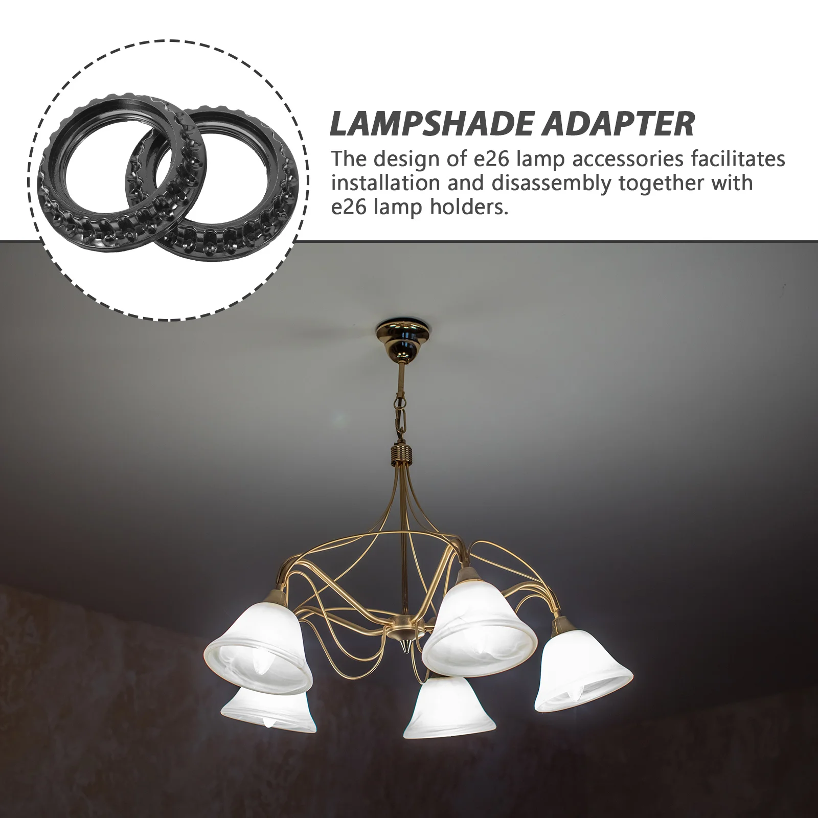 

10Pcs Electromechanical Wood Lamp Shade Ring Durable Sturdy E26 Lampshade Collar Replacement Kit for Lamp Repair