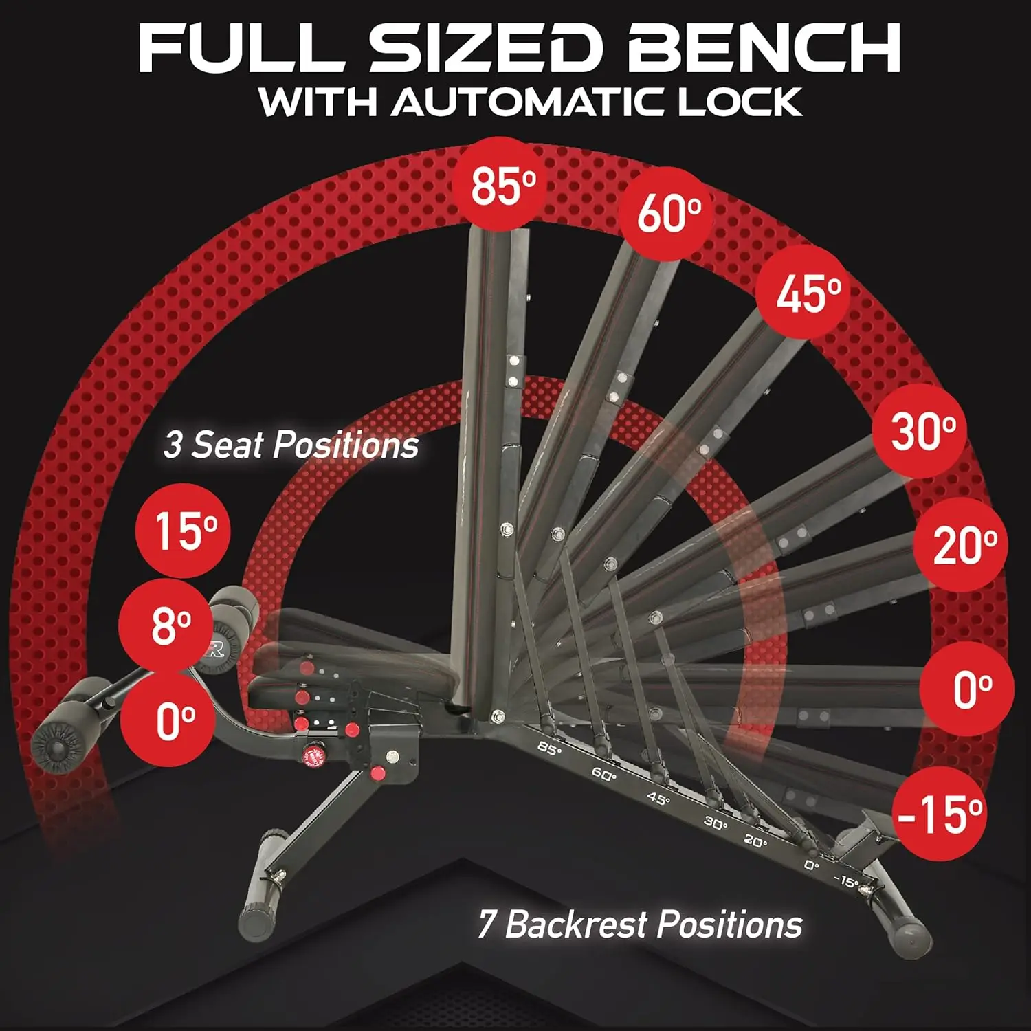 2000 Super Max XL - Adjustable Weight Bench - Bench Press and Workout Bench for Incline Decline Strength Training - No G