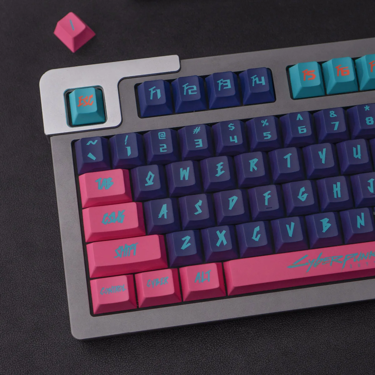 Imagem -03 - Pbt Cyberpunk Keycaps Tintura Sublimação Cereja Altura Rosa Roxo Teclado Mecânico Personalizado Gk61 Anne Pro 2